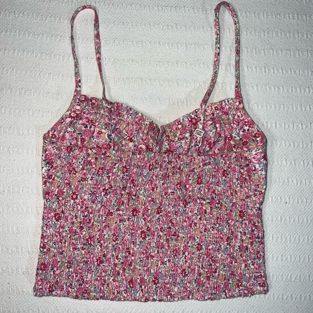 Women’s Y2K Babydoll Cami Tank Top Womens Size Small Coquette Milkmaid Floral - Picture 2 of 5
